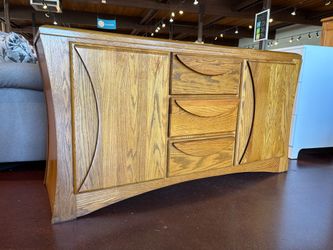 Solid Oak Sideboard with Sculpted Curved Door Panels