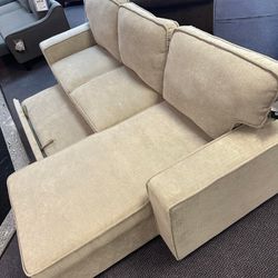 Cream Sleeper Sectional with Storage chaise~ Brand New