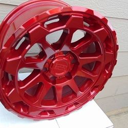 4 Brand New Candy Red 18X9 Black Rhino ROTOR Rims 6X5.5 -18MM Offset
