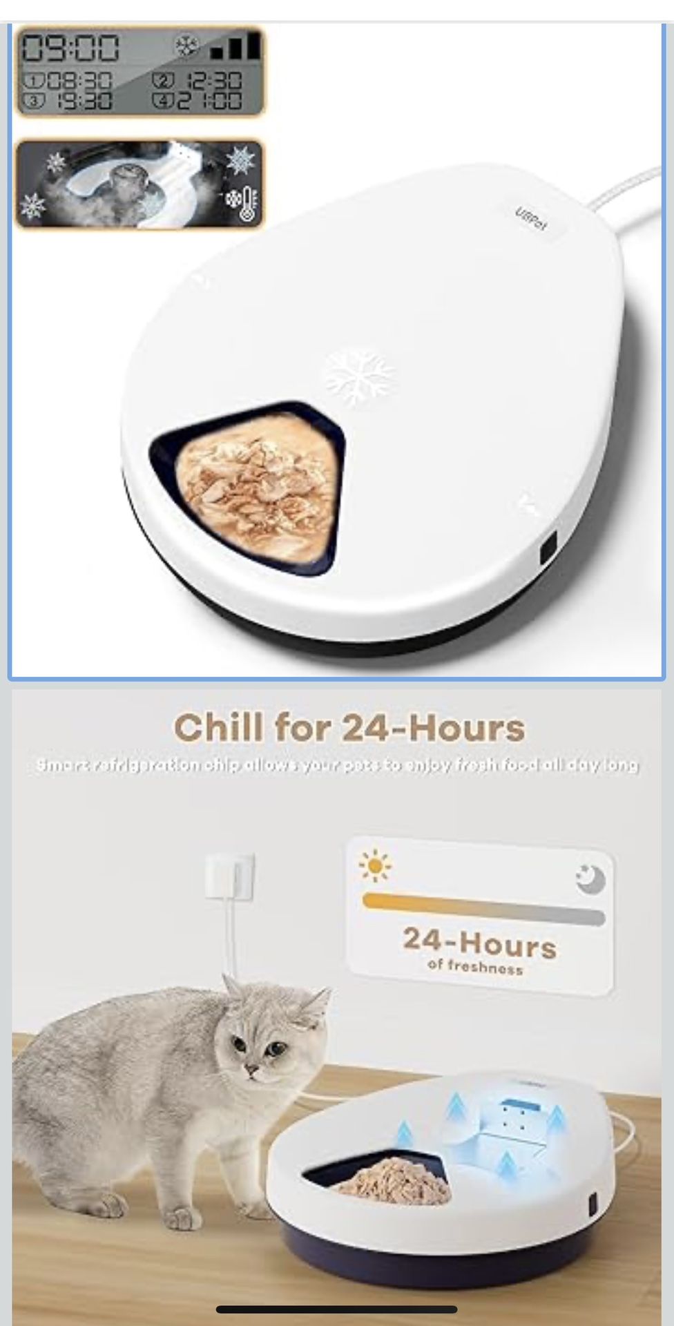 UBPET Automatic Cat Feeder Wet Food, 2025 Upgraded Refrigerated Auto Cat Feeder with Semiconductor Cooling, 4 Days Freshness 5 Meals, Pet Food Dispens