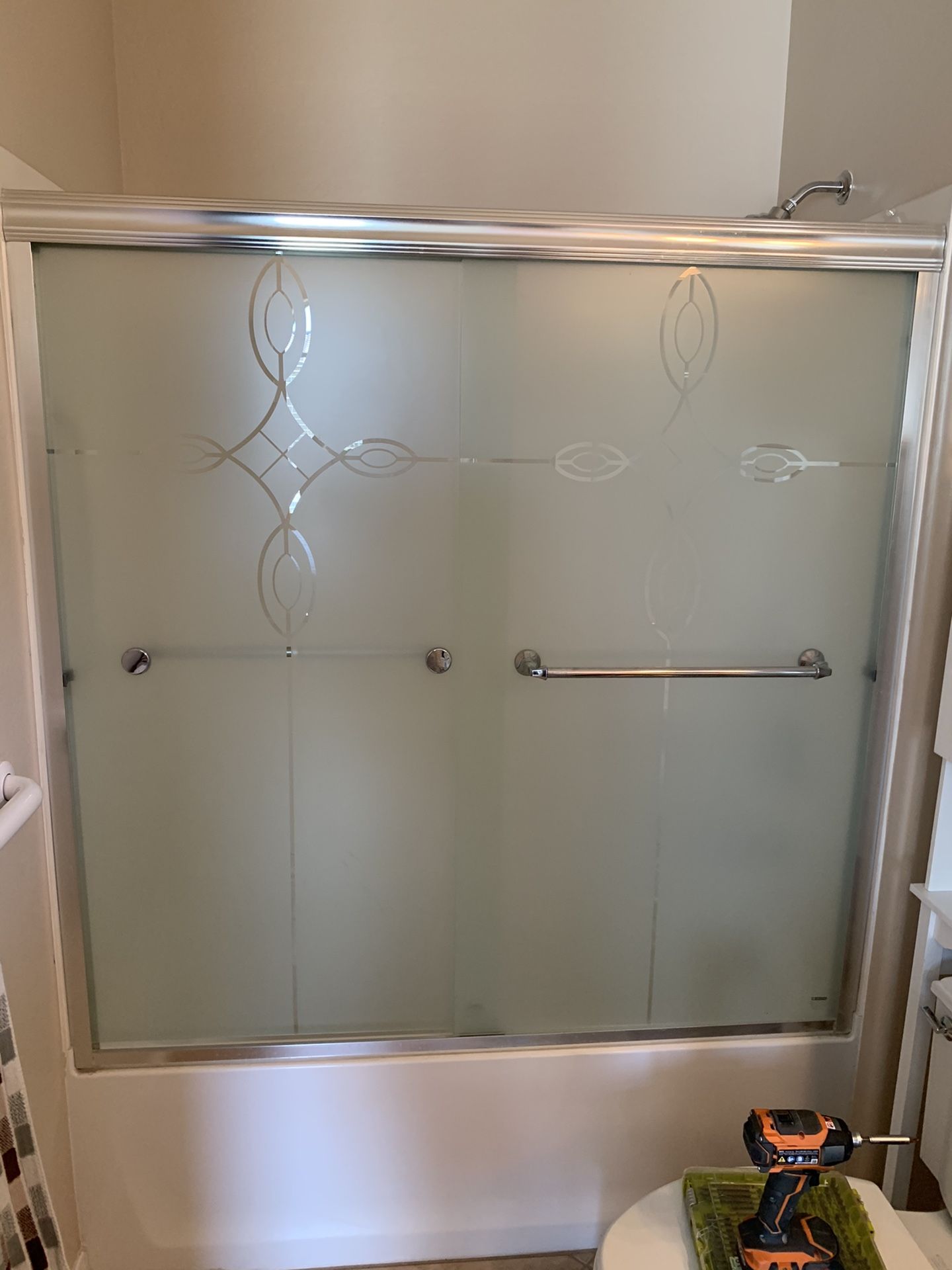 Tub sliding glass door 58”w x 58 1/2” h