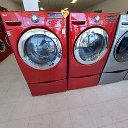 Lg Front Load Washer And Electric Dryer Set With Pedestal Used Good Condition With 90days Warranty 