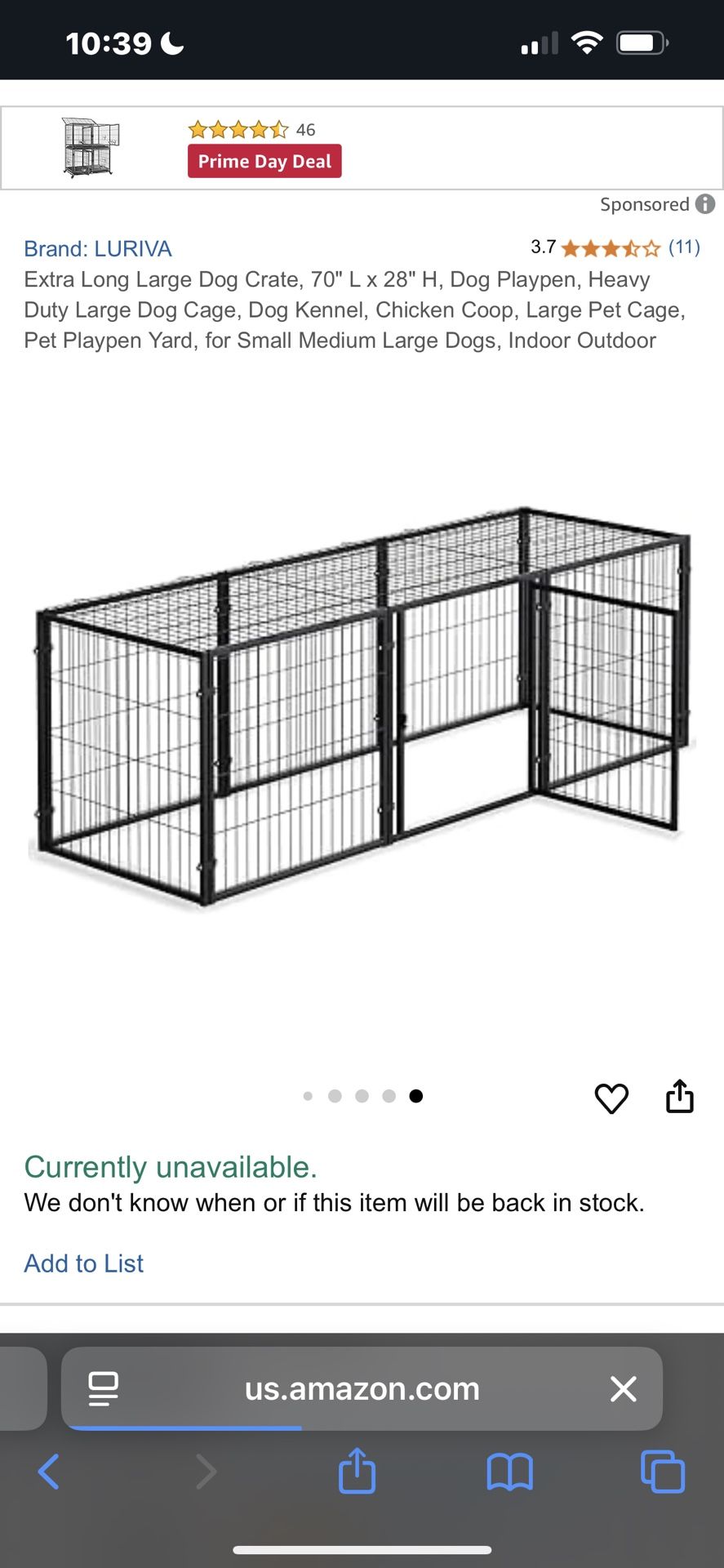 Extra Long Large Dog Crate, 70" L x 28" H, Dog Playpen