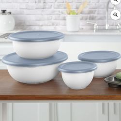 Sealer Sterilite 8 Piece Covered Bowl Set,  Four Lidded Sizes, For Prep, Serve & Store, Light Blue 
