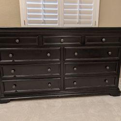 Solid Wood Night Table And Dresser With a Black Finish