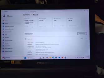 Acer Predator Helios 300 4 gb video card,32 gb ram ,2 TB ssd hard drive i5 8300 windows 11 pro work great