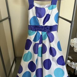 girls White Dress with polkadots