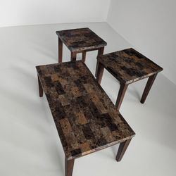 Brown Faux Marble Table Set 