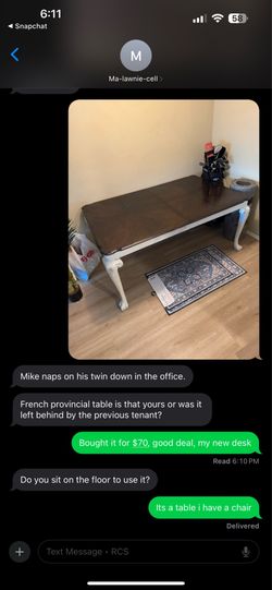 60” ish desk. Solid piece, disassembles for transport
