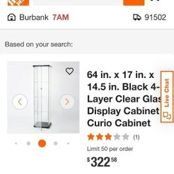  Clear Glass Display Cabinet / Shelves