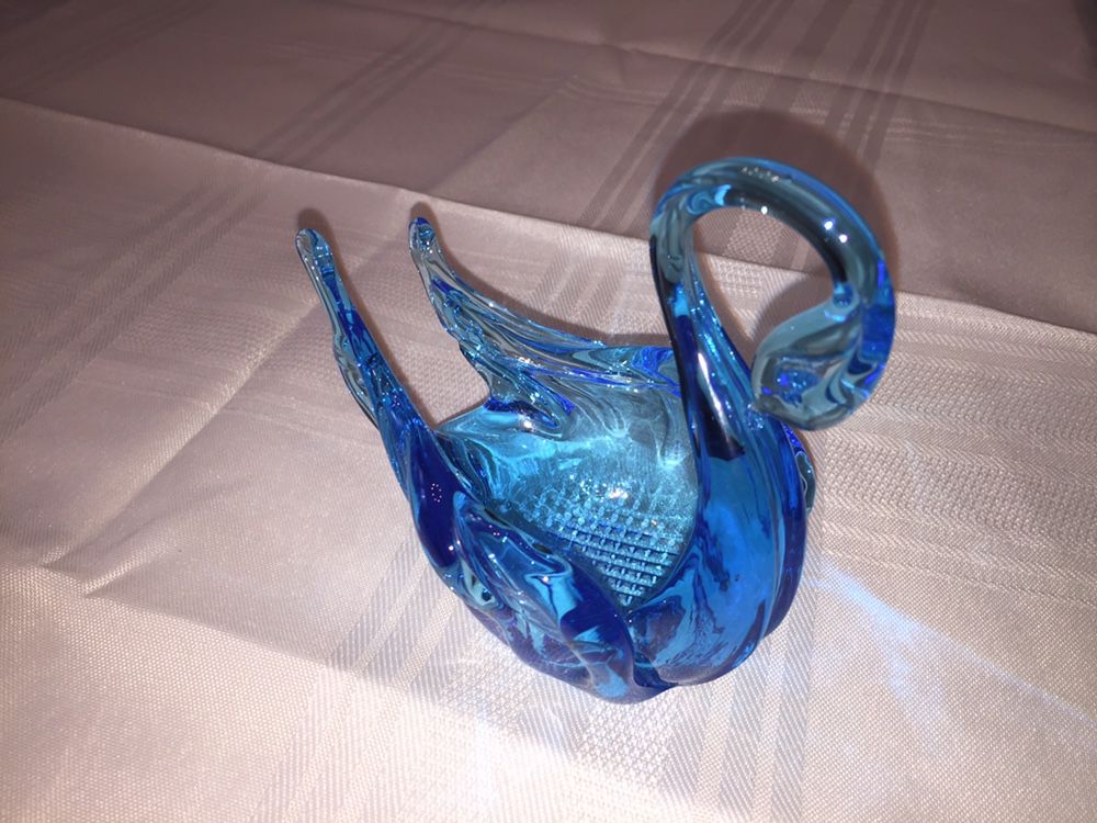 Blue Depression Glass Swan
