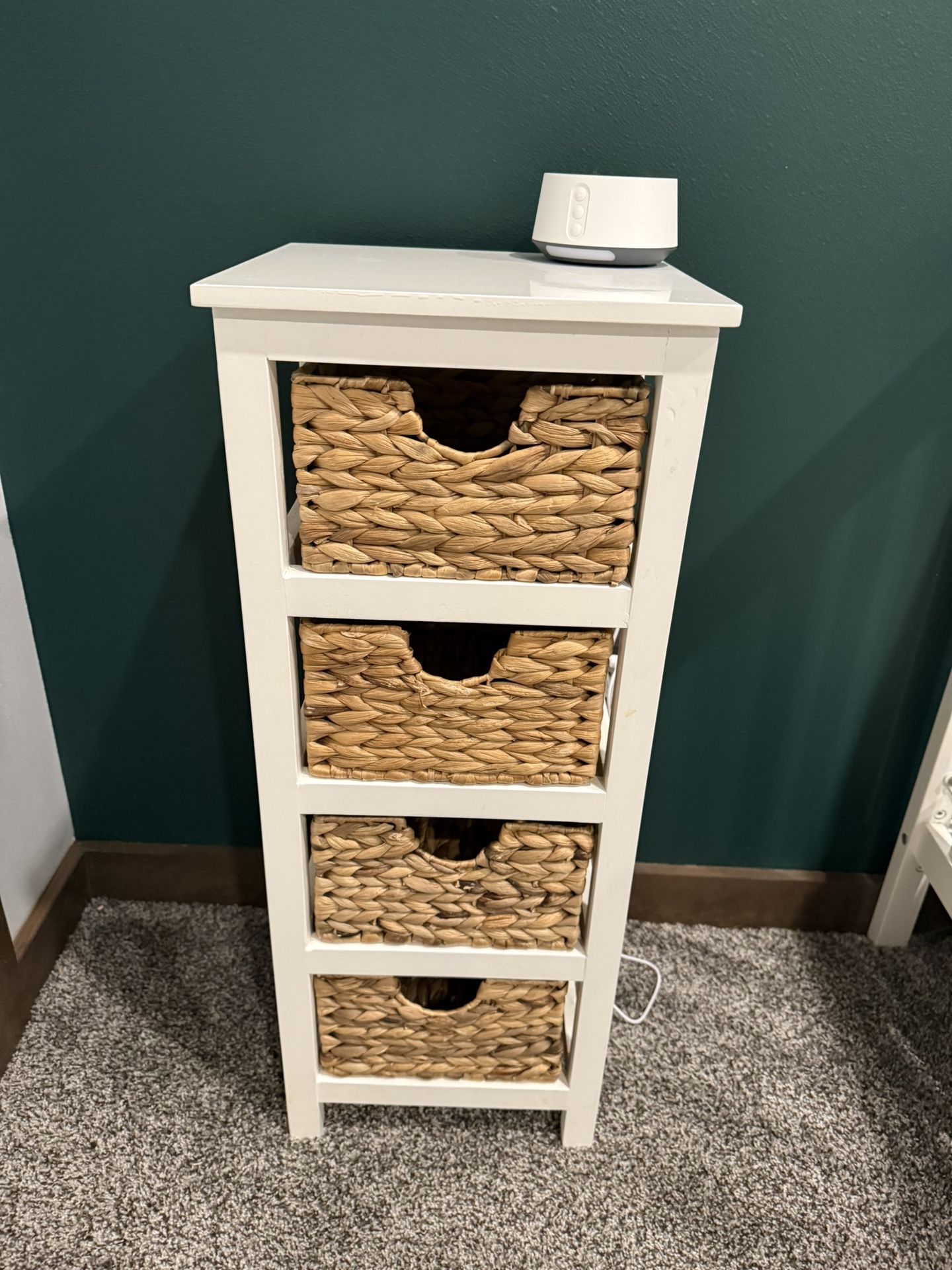 Two Wicker Basket Storage End Tables