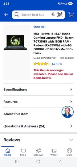 MSI Bravo 15 Gaming Laptop – Ryzen 7, 16GB RAM