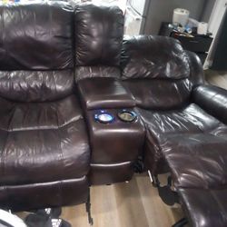 Leather Electric Recliner Loveseat 
