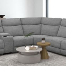 Brand New Grey Super Plush Reclining Sectional Sofa