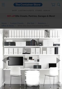 Elfa freestanding Shelves+Desk Wall Unit
