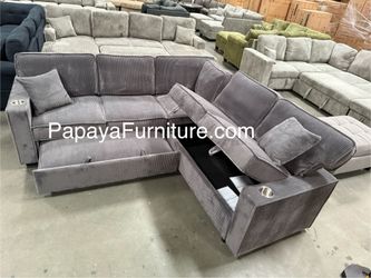 New! Dark Grey Fabric Sectional Sofa Bed, Sectional Sofa Bed, Gray Sofa, Sleeper Sofa, Grey Storage Couch, Reversible, Corner Sectional Sofa Pullout