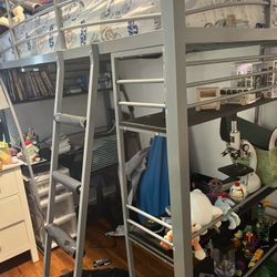 loft bed with desk and shelves