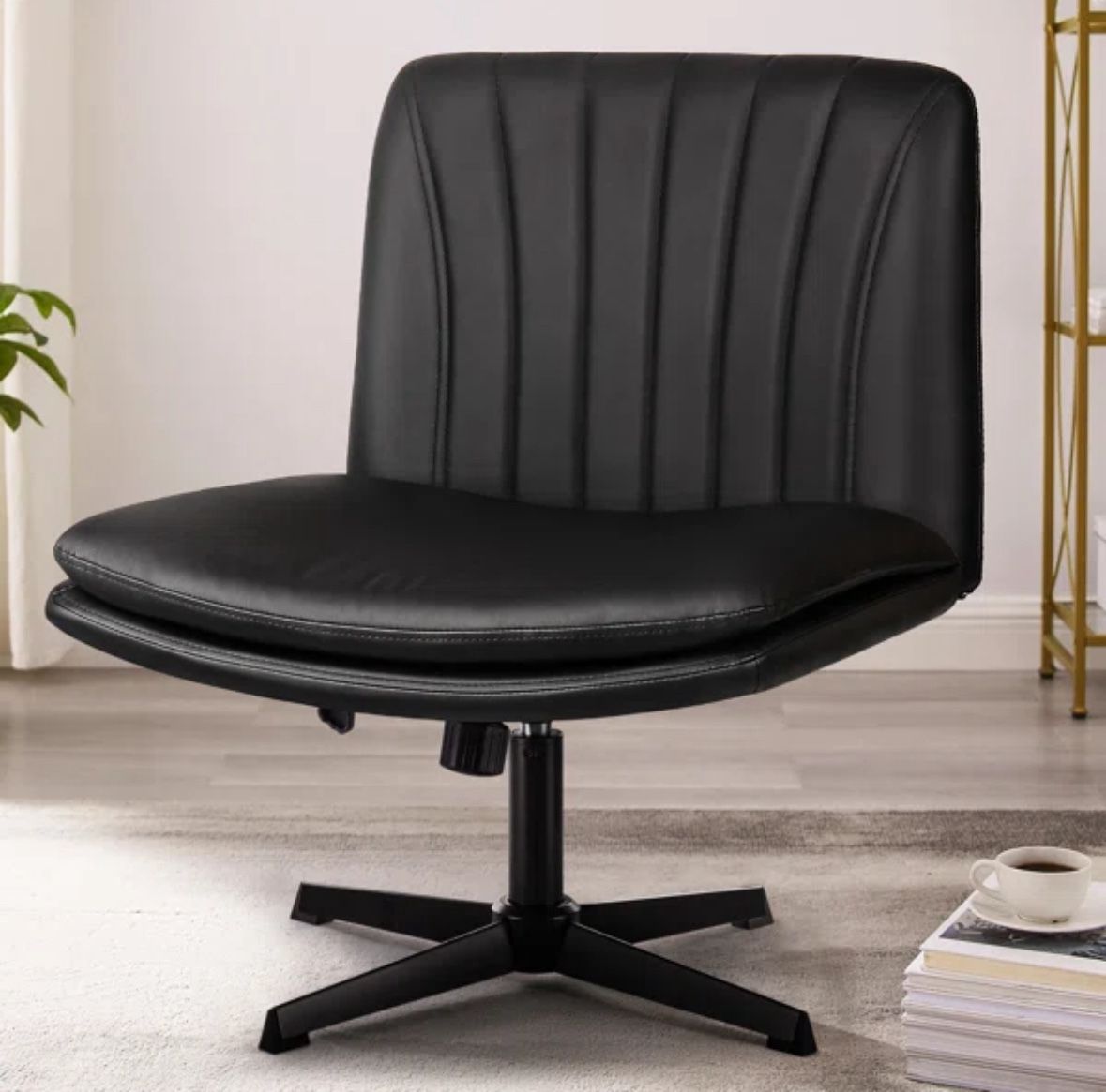 Black Office Swivel Cross-legged Chair