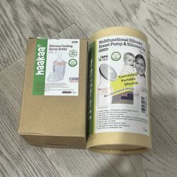 Haakaa Set, NWT (feeding spoon bottle and silicone pump)
