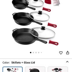 NEW! 3 Piece Cuisinel Cast Iron Skillet Set