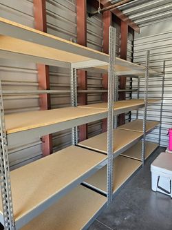 4 Tier Shelving 48 in W x 24 in D American Made Used Heavy Duty Steel Boltless Storage Rack Delivery Available