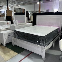 Brand New  Bedroom Set.  Mattress Sold Separate.  CLOSEOUT Deal   Includes bed frame dresser mirror and one nightstand.   No credit needed fi