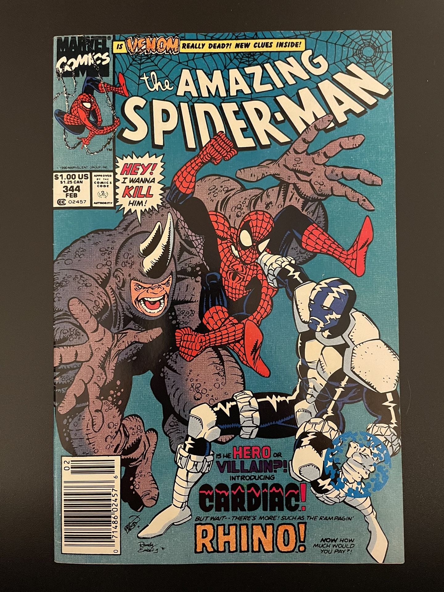 Amazing Spider-Man #344 (1991) - NEWSSTAND - Cletus Kasady (Carnage) 1st App - high grade
