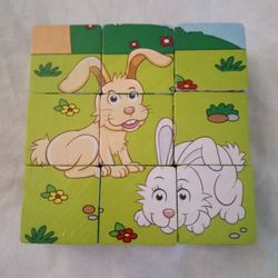 5 SIDED CUTE ANIMAL WOODEN PUZZLE 
