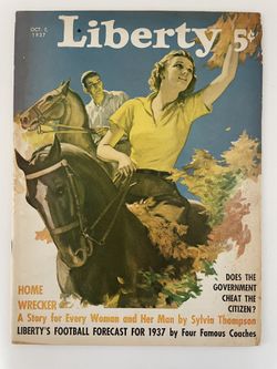Vintage Liberty Magazine Oct. 2, 1937, Collage Football Forcast
