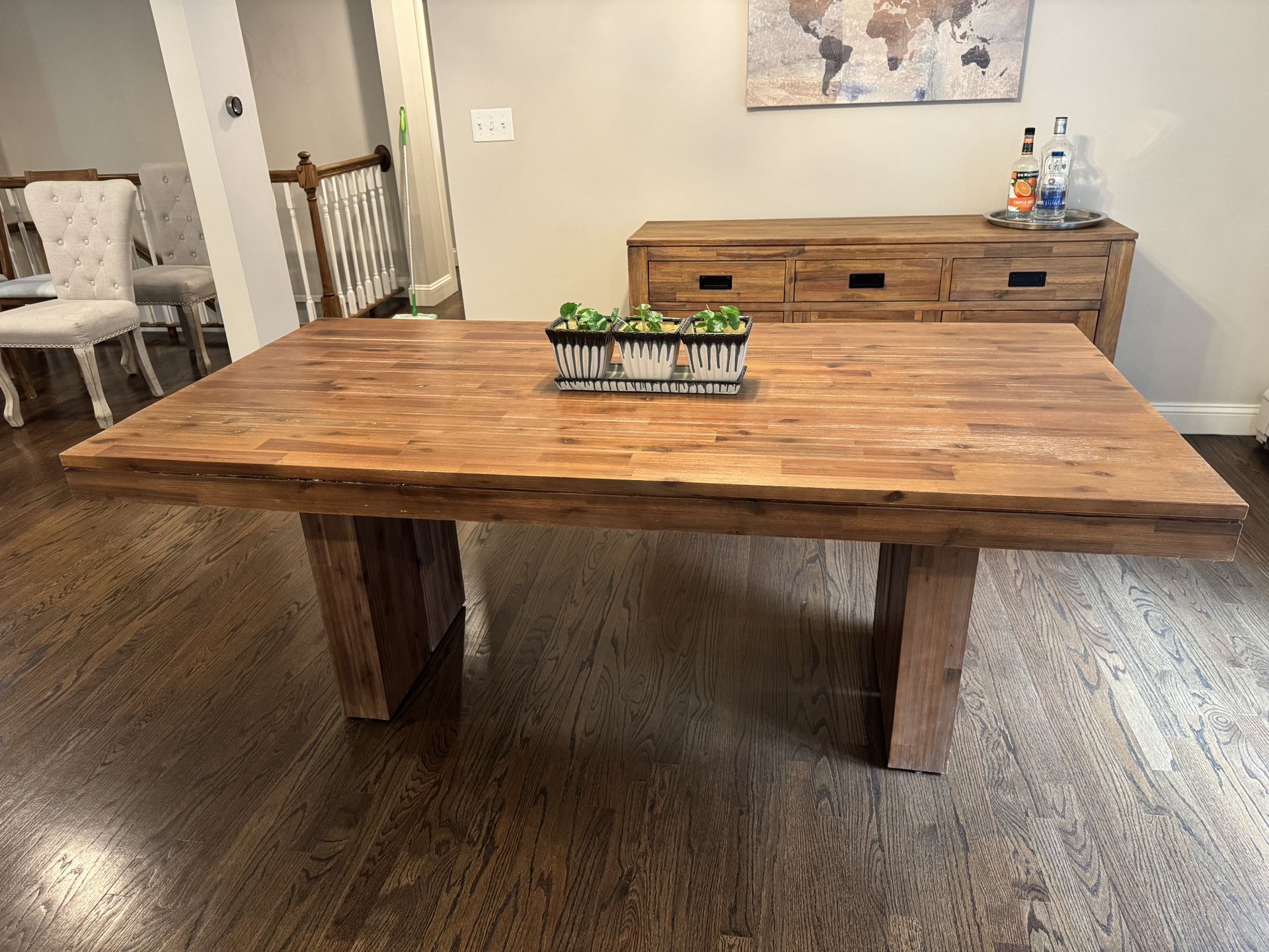 Solid Wood Dining Table And Six Chairs