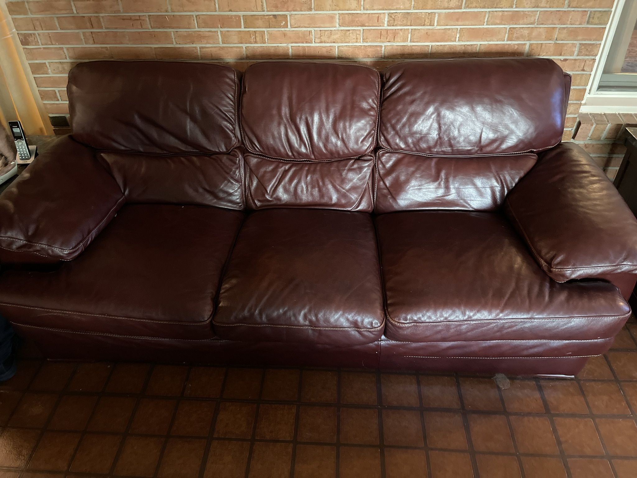Genuine Leather Couch , Chair Ottoman Set