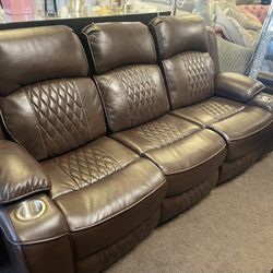 Power Reclining Leather Sofa 