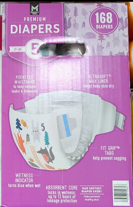 Member's Mark Size 5 Diapers - 168 Counts