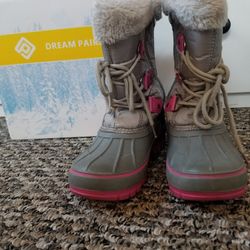 Girls Snow Boots Size 1 Dream Pairs Gray