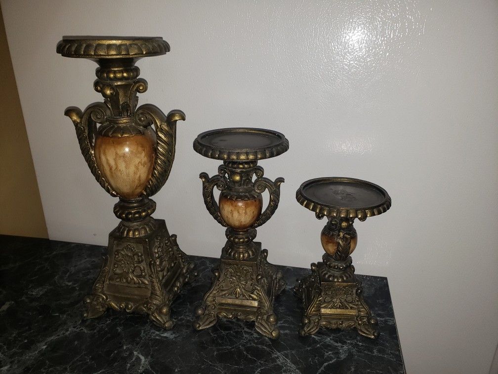 Metal and Marble Candle holders set -3