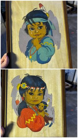 2 ...1970s vintage tri-chem artex wall painting