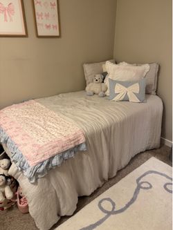 Twin Bed with Box Spring, Foam pad and Bedframe