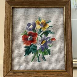 Vintage Framed Cross-Stitch