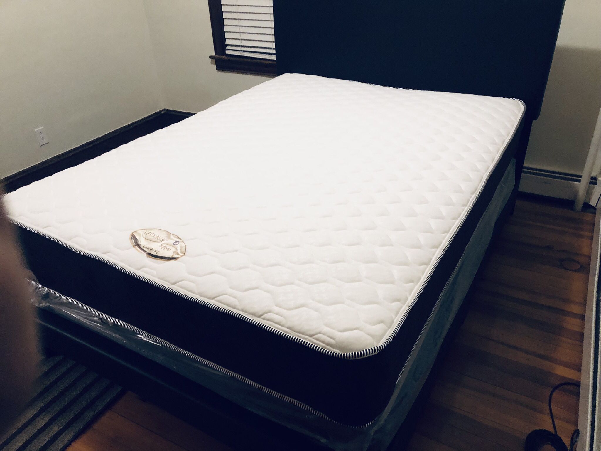 Full Size Mattress double side 9”Thick+Box Spring+Bedframe Brand New We Finance Delivery Available 