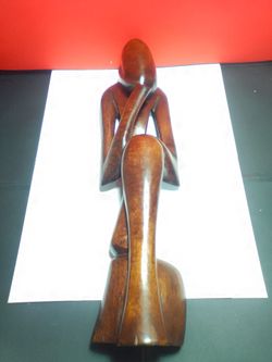 "The Thinker" Hand Carved Senegal Wood Ebonite Statue 21" Tall (Heavy)