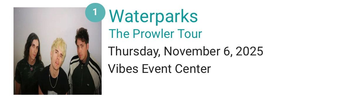 Waterparks Concert Ticket, San Antonio, Texas