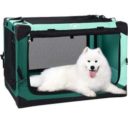 Ownpets 4 Door Dog Soft Crate Folding Portable Soft-Sided Crate with Strong Steel Frame and Mesh Mat for Indoor & Outdoor Travel Dog Crate

