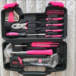 General Tool Set 39-Piece Pink/Black Tool Kit w/ Box, Hammer & Pliers