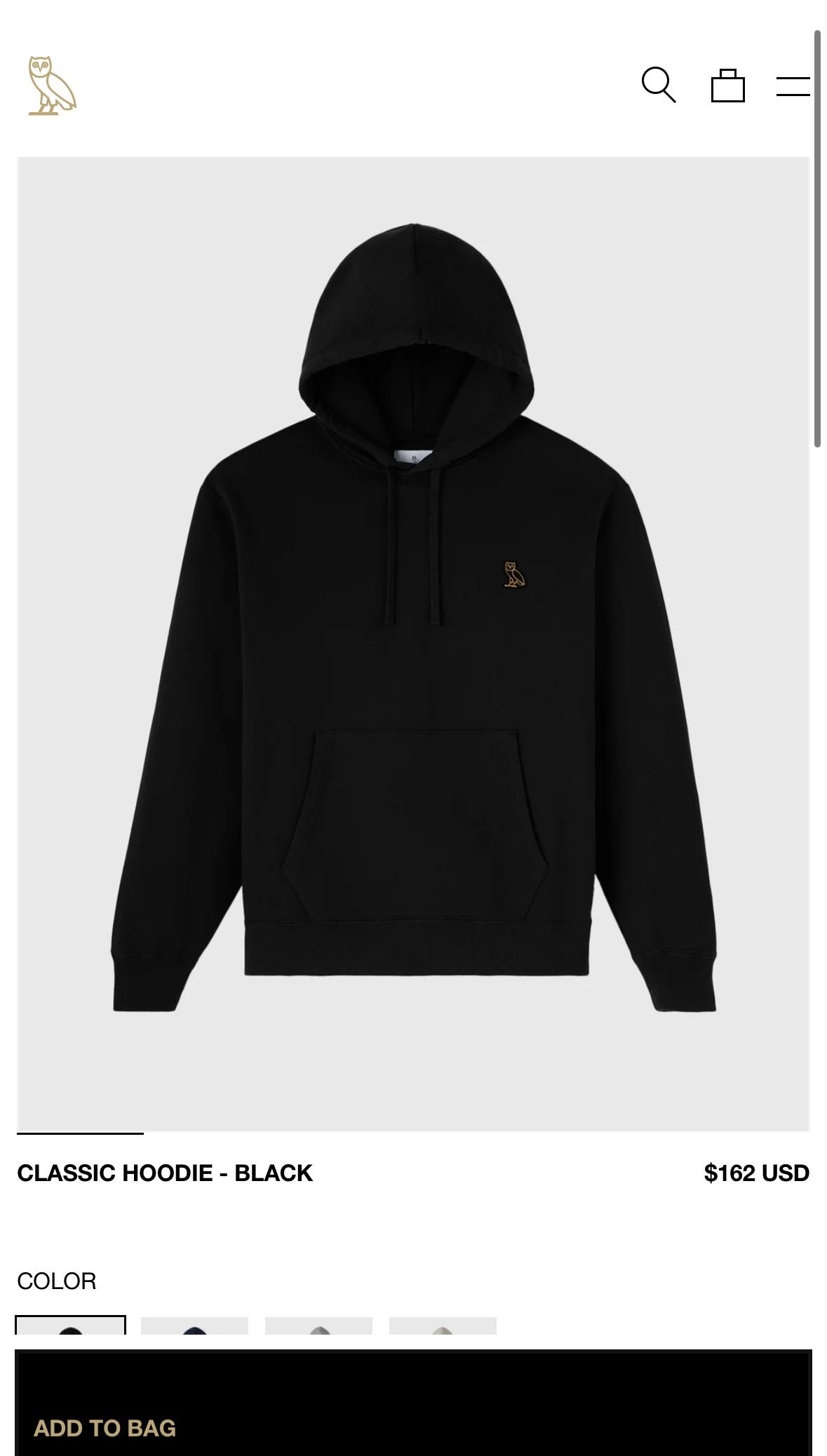 OVO Classic hoodie Size Large