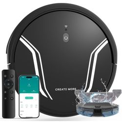 Robot Vacuum and Mop, 5000Pa Mopping Robot Vacuum Cleaner with 3-in-1 Robotic Vacuum Cleaner, Multiple Cleaning Modes, Self-Charging, WiFi/Alexa/App, 