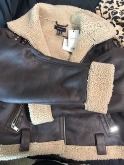 Forever 21 Sherpa Faux Leather Moto Jacket