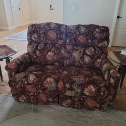 Leather Sofa Plus Fabric Loveseat