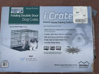 Brand New Folding Metal Dog Cage (Small - 24x18x19) with Divider