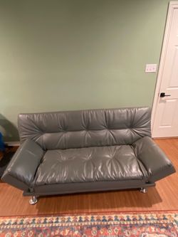 Faux Leather Convertible Couch